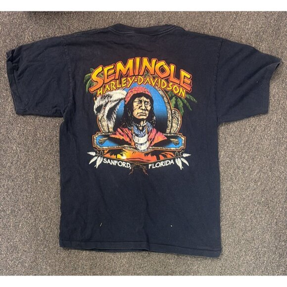 Harley Davidson Seminole Pocket T-Shirt Mens M Black Sanford Florida Graphic - Picture 2 of 4